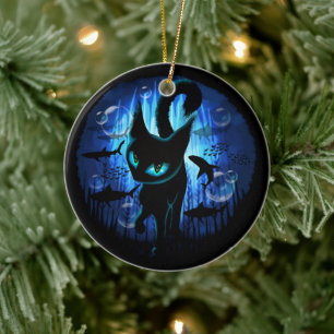 Aquaticat - Surreal Cat in Deep Ocean Fantasy Keramisch Ornament