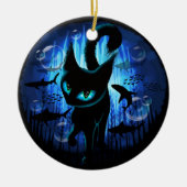 Aquaticat - Surreal Cat in Deep Ocean Fantasy Keramisch Ornament (Voorkant)