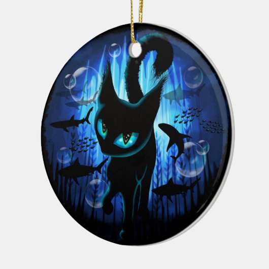 Aquaticat - Surreal Cat in Deep Ocean Fantasy Keramisch Ornament (Links)