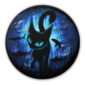 Aquaticat - Surreal Cat in Deep Ocean Fantasy Keramische Knop (Voorkant)