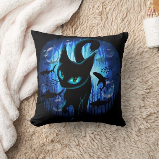 Aquaticat - Surreal Cat in Deep Ocean Fantasy Kussen (Deken)
