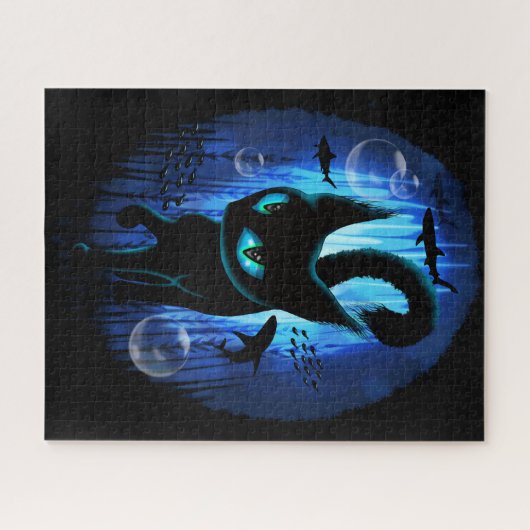 Aquaticat - Surreal Cat in Deep Ocean Fantasy Legpuzzel (Horizontaal)