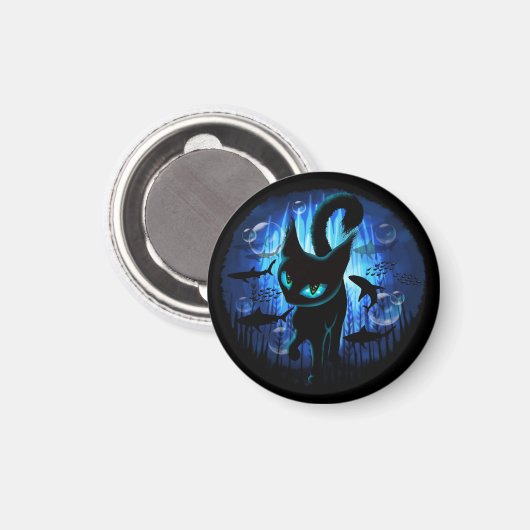 Aquaticat - Surreal Cat in Deep Ocean Fantasy Magneet (Voorkant / Achterkant)