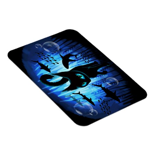 Aquaticat - Surreal Cat in Deep Ocean Fantasy Magneet (Rechterzijde)