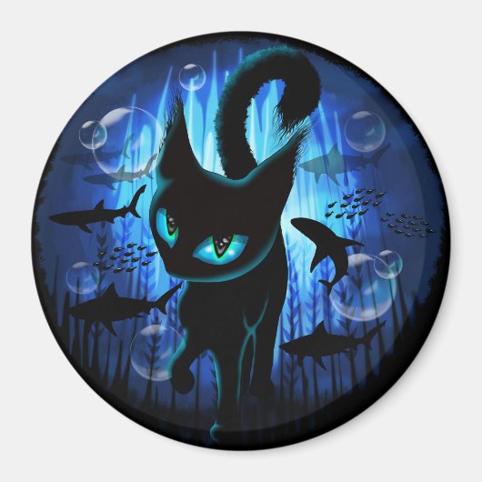 Aquaticat - Surreal Cat in Deep Ocean Fantasy Magneet (Voorkant)