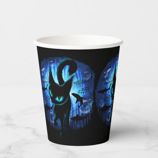 Aquaticat - Surreal Cat in Deep Ocean Fantasy Papieren Bekers (Voorkant)