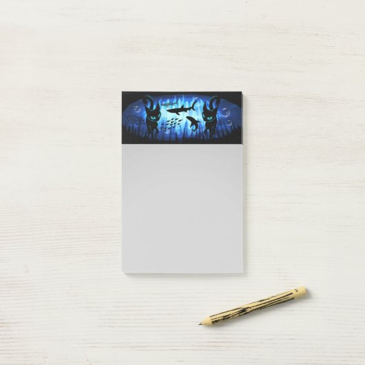 Aquaticat - Surreal Cat in Deep Ocean Fantasy Post-it® Notes (Op bureau)