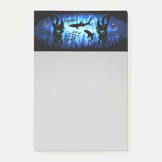 Aquaticat - Surreal Cat in Deep Ocean Fantasy Post-it® Notes (Voorkant)