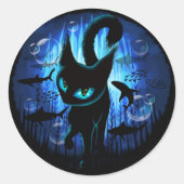 Aquaticat - Surreal Cat in Deep Ocean Fantasy Ronde Sticker (Voorkant)