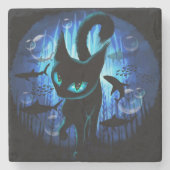 Aquaticat - Surreal Cat in Deep Ocean Fantasy Stenen Onderzetter (Voorkant)