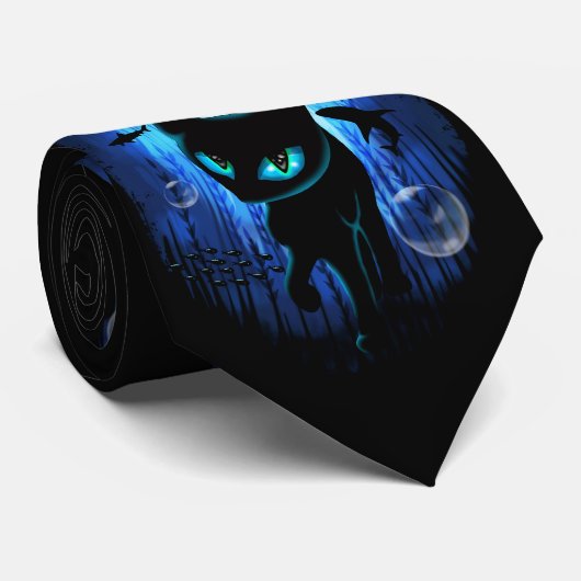 Aquaticat - Surreal Cat in Deep Ocean Fantasy Stropdas (Opgerold)