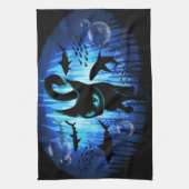 Aquaticat - Surreal Cat in Deep Ocean Fantasy Theedoek (Verticaal)