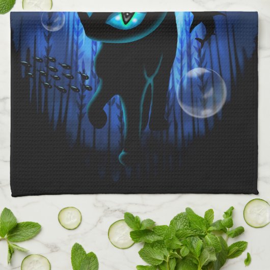Aquaticat - Surreal Cat in Deep Ocean Fantasy Theedoek (Gevouwen)