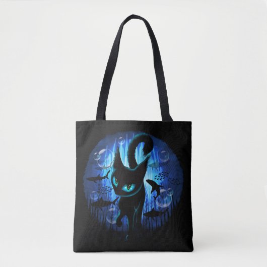 Aquaticat - Surreal Cat in Deep Ocean Fantasy Tote Bag (Voorkant)
