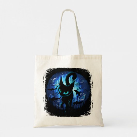 Aquaticat - Surreal Cat in Deep Ocean Fantasy Tote Bag (Achterkant)