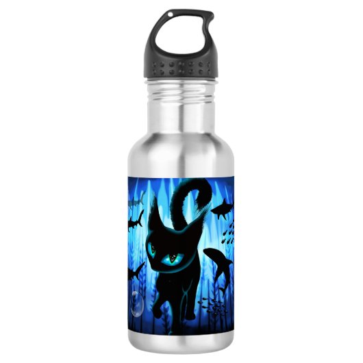 Aquaticat - Surreal Cat in Deep Ocean Fantasy Waterfles (Voorkant)