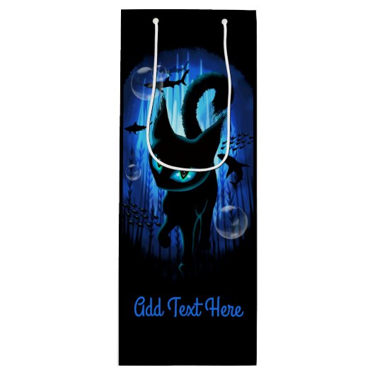 Aquaticat - Surreal Cat in Deep Ocean Fantasy Wijn Cadeautas (Voorkant)