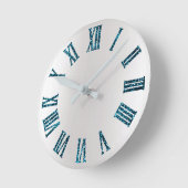 Aquatisch Blauwgroen Glitter Gray Silver Minimale  Ronde Klok (Hoek)