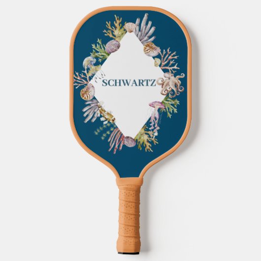Aquatisch kustleven art. pickleball paddle (Achterkant)