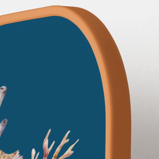 Aquatisch kustleven art. pickleball paddle (Links Detail)