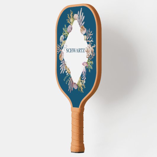Aquatisch kustleven art. pickleball paddle (Links)
