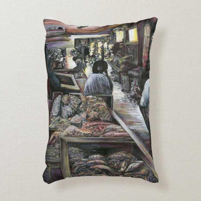 Aquatisch, maar gekust met woestijnwind, Jeruzalem Accent Kussen (Voorkant(Verticaal))