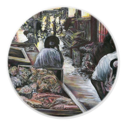 Aquatisch, maar gekust met woestijnwind, Jeruzalem Keramische Knop (Voorkant)