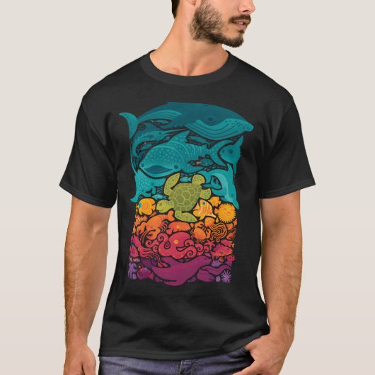 Aquatisch spectrum t-shirt (Voorkant)