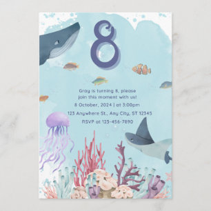 Aquatisch Zee Dierendagenuitnodiging Kaart
