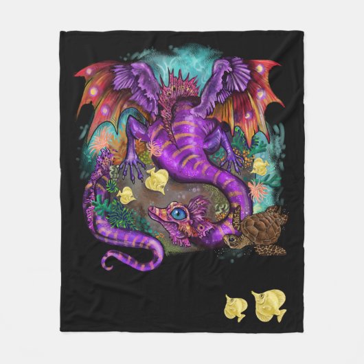 Aquatisch Zee Dragon Fleece Deken (Voorkant)
