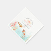 Aquatische bruiloft koraal en clownvis waterverf servet (Hoek)