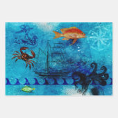  aquatische collage inpakpapier vel (Voorkant)