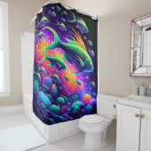 Aquatische dans: Neon Serenity Curtain Douchegordijn (In situ)