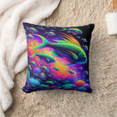 Aquatische dans: Neon Serenity Curtain Kussen (Deken)