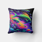 Aquatische dans: Neon Serenity Curtain Kussen (Achterkant)