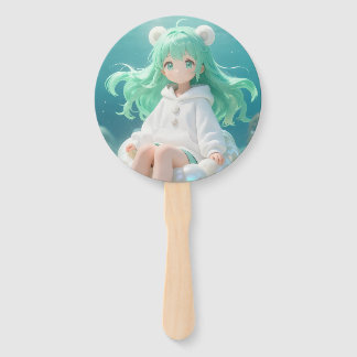 Aquatische Munt: Kawaii Meisje Onderwater & Glanze Handwaaier