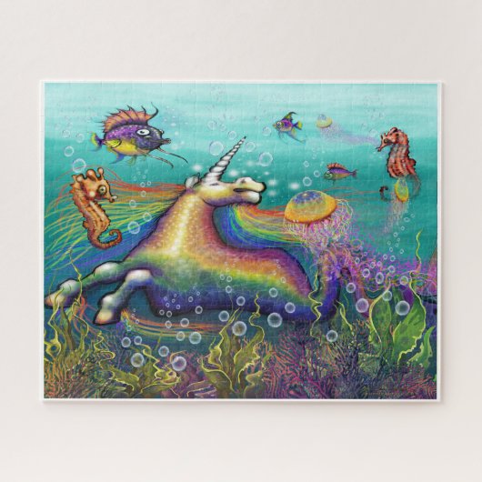 Aquatische RegenboogUnicorn Legpuzzel (Horizontaal)