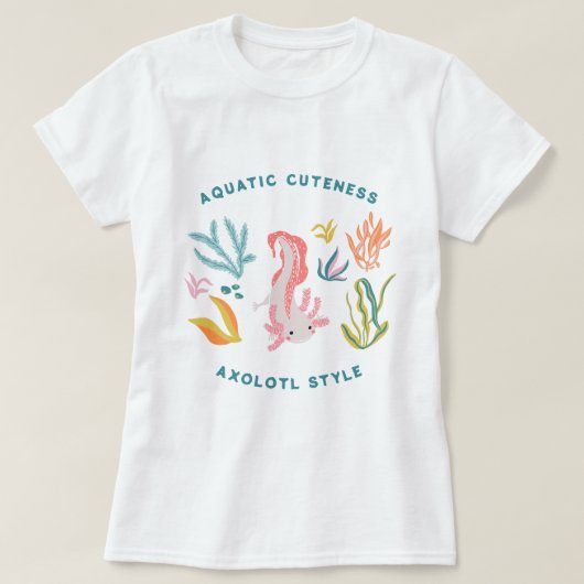 Aquatische schattigheid Axolotl T-shirt (Design voorkant)