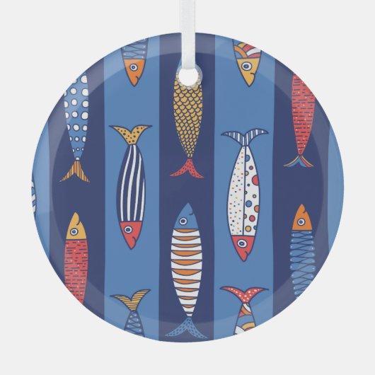 Aquatische Speeltijd: Kinderen Fish Fantasy Glas Ornament (Voorkant)