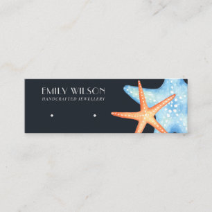 AQUATISCHE STAR FISH NAVY STUD EARRING DISPLAY CAR MINI VISITEKAARTJE