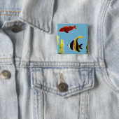 Aquatische vis vierkante button 5,1 cm (In situ)