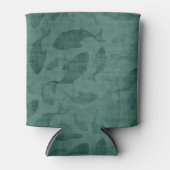 Aquatische Vissen Sjabloon Kunst Teal Bokeh Patroo Blikjeskoeler (Voorkant)