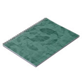 Aquatische vissen sjabloon kunst Teal bokehpatroon Notitieboek (Linkerzijde)