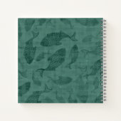 Aquatische vissen sjabloon kunst turquoise bokehpa notitieboek (Achterkant)
