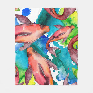 Aquatische visset. Rode zee en exotische vissen bi Fleece Deken