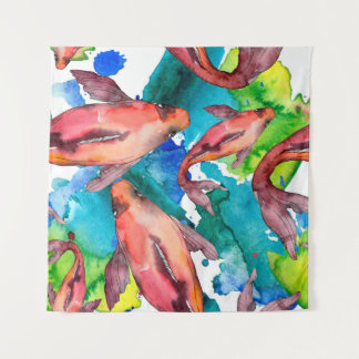 Aquatische visset. Rode zee en exotische vissen bi Wandkleed