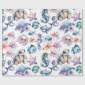 Aquatische vrienden cadeaupapier (Vlak)