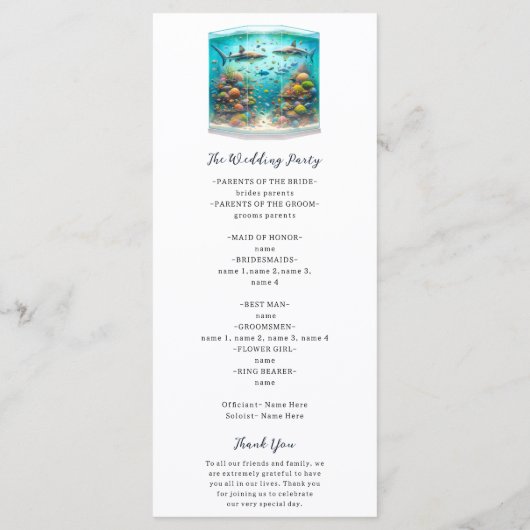 Aquatische Waterverf Aquariumprogramma voor haaien Programmakaart (Achterkant)