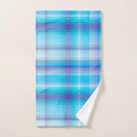 AquaTurquoise geruit patroon badhanddoek set Bad Handdoek (Handdoek)