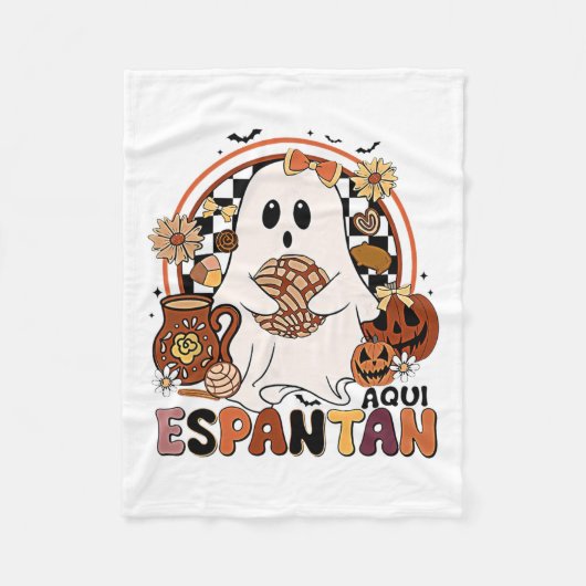 Aqui Espantan! Dia De Muertos Spaanse Mexicaanse H Fleece Deken (Voorkant)